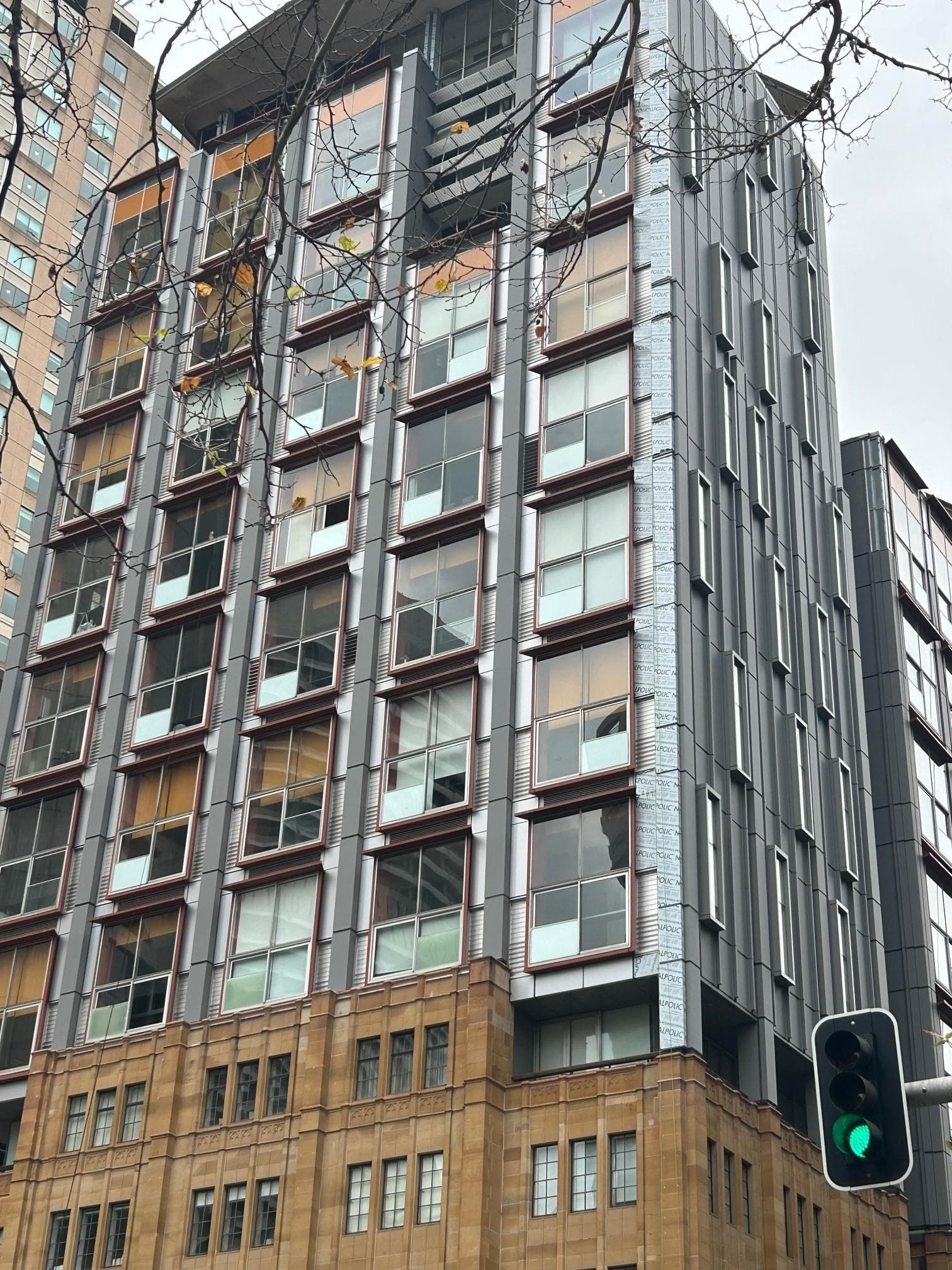 Completed ALPOLIC™ NC/A1 non-combustible mineral core aluminium façade at Portico Apartments