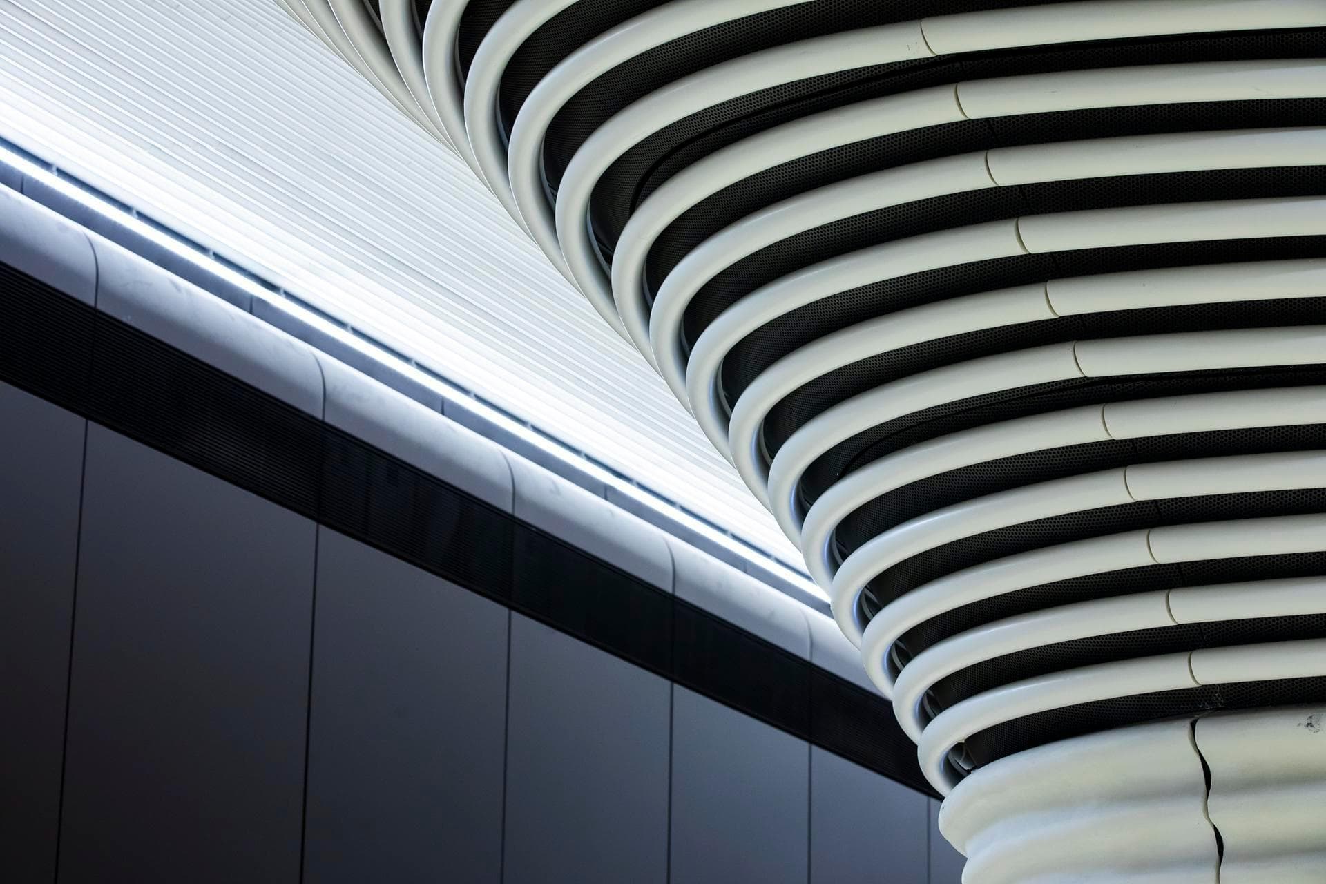 Close-up of durlum metal ceilings in Gadigal Metro Station
