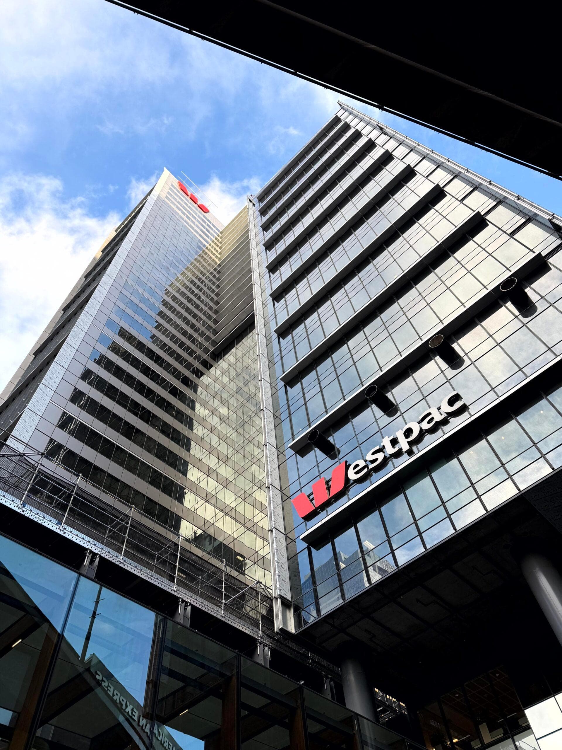Low-angle view of Westpac Place glass façade with ALPOLIC™ recladding in Sydney
