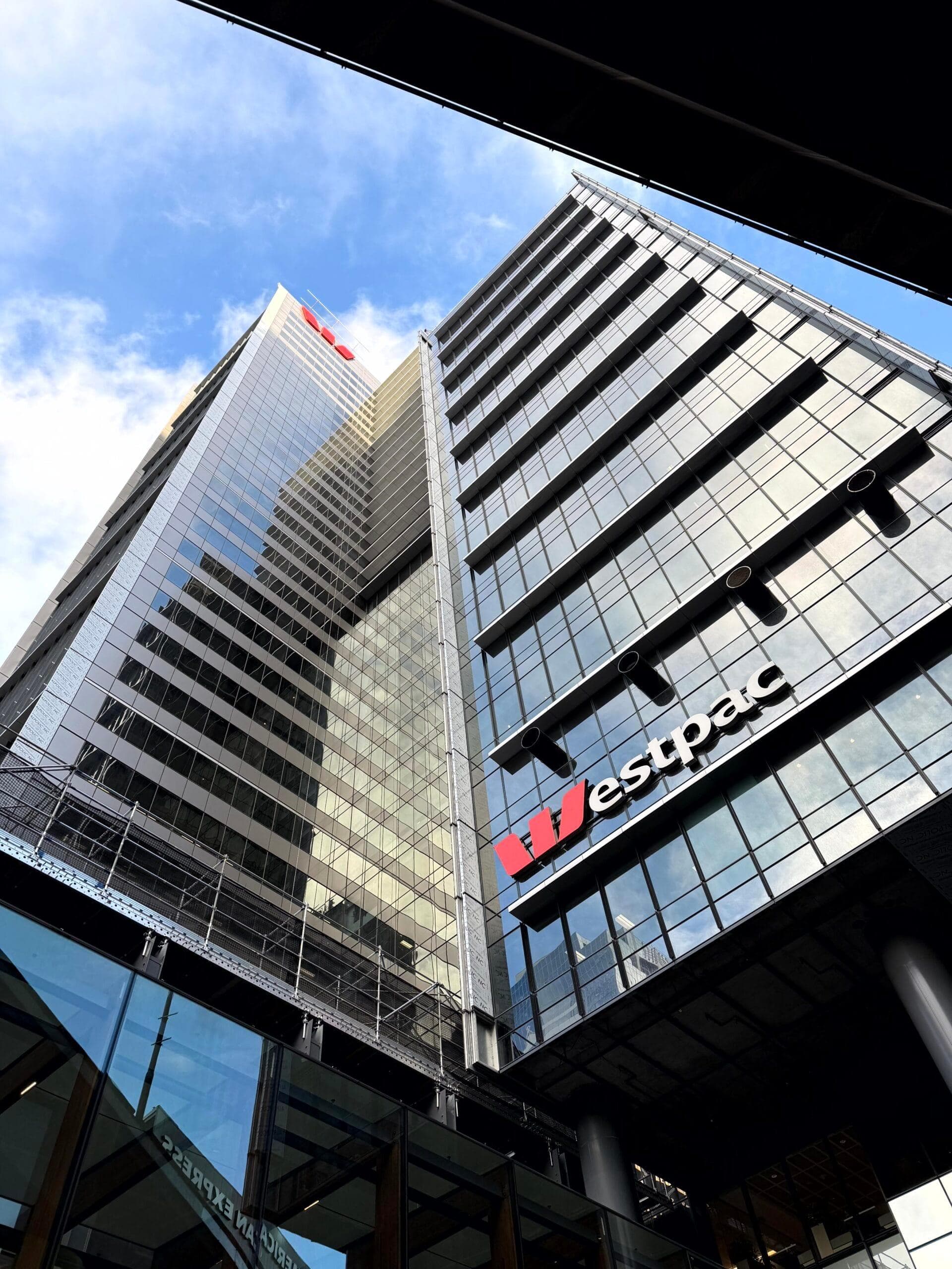 Low-angle view of Westpac Place glass façade with ALPOLIC™ recladding in Sydney